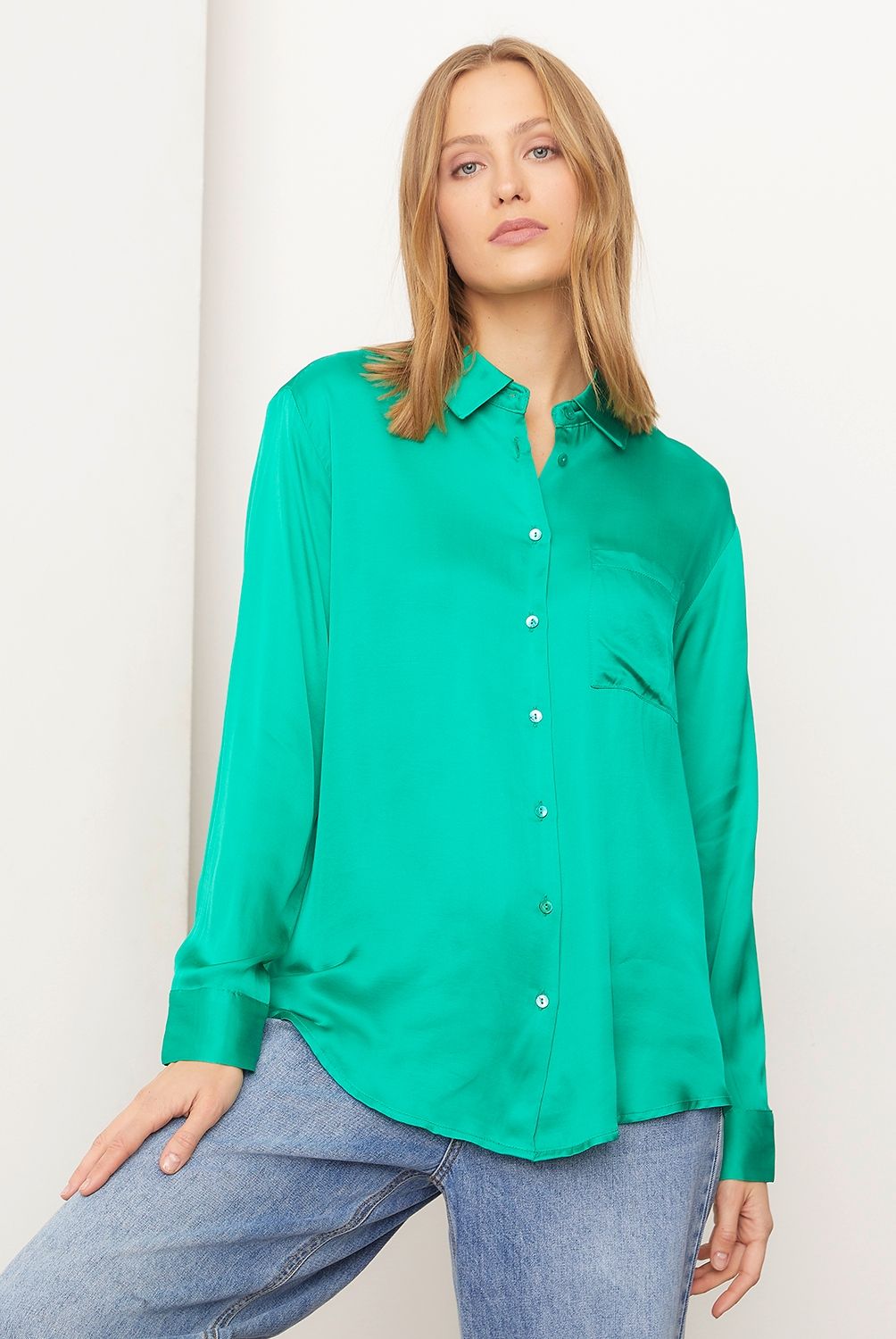 BASEMENT - Blusa Manga Larga Satin Mujer Basement