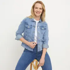 NEWPORT - Chaqueta Denim Mujer Manga Larga Estilo Casual