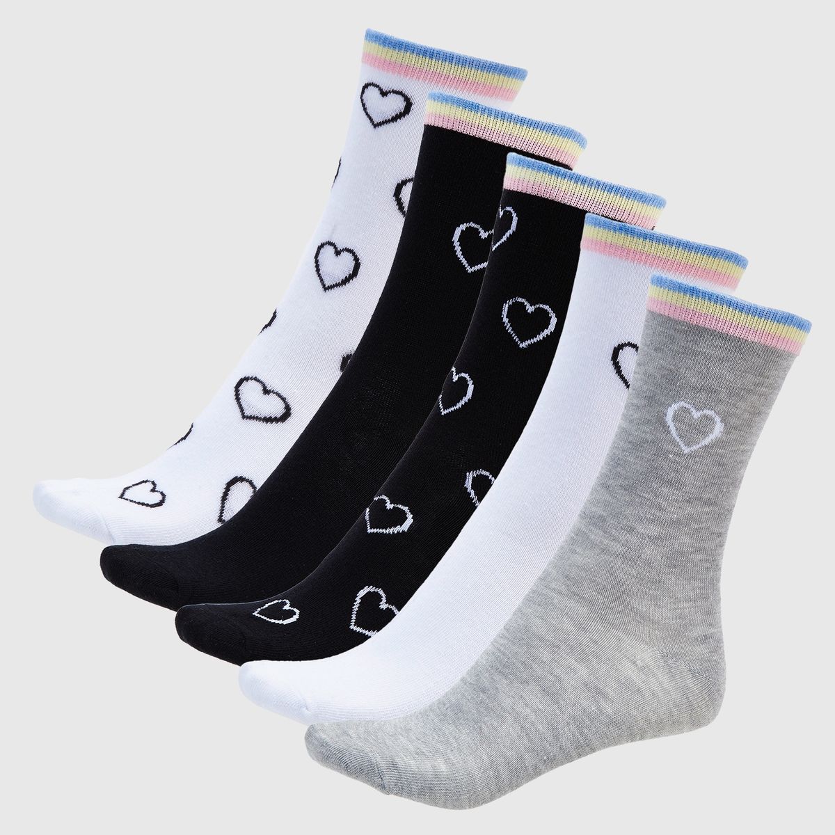 SYBILLA - Pack de 5 Calcetines Mujer Sybilla Algodón Diseño Corazones