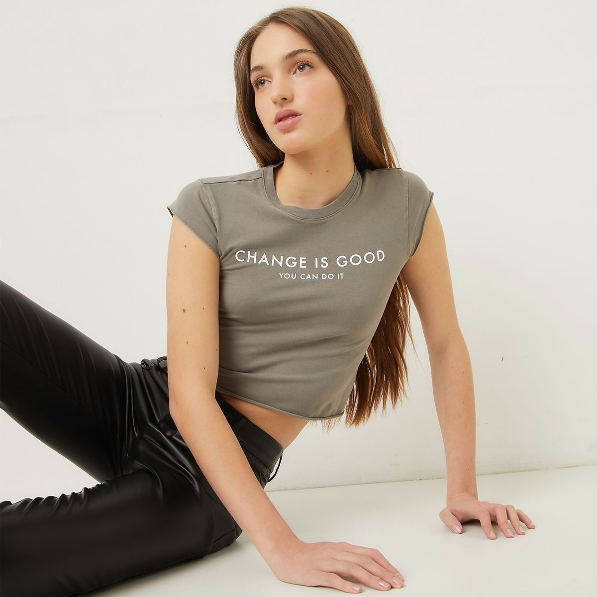 SYBILLA - Polera Casual Mujer Manga corta Algodón