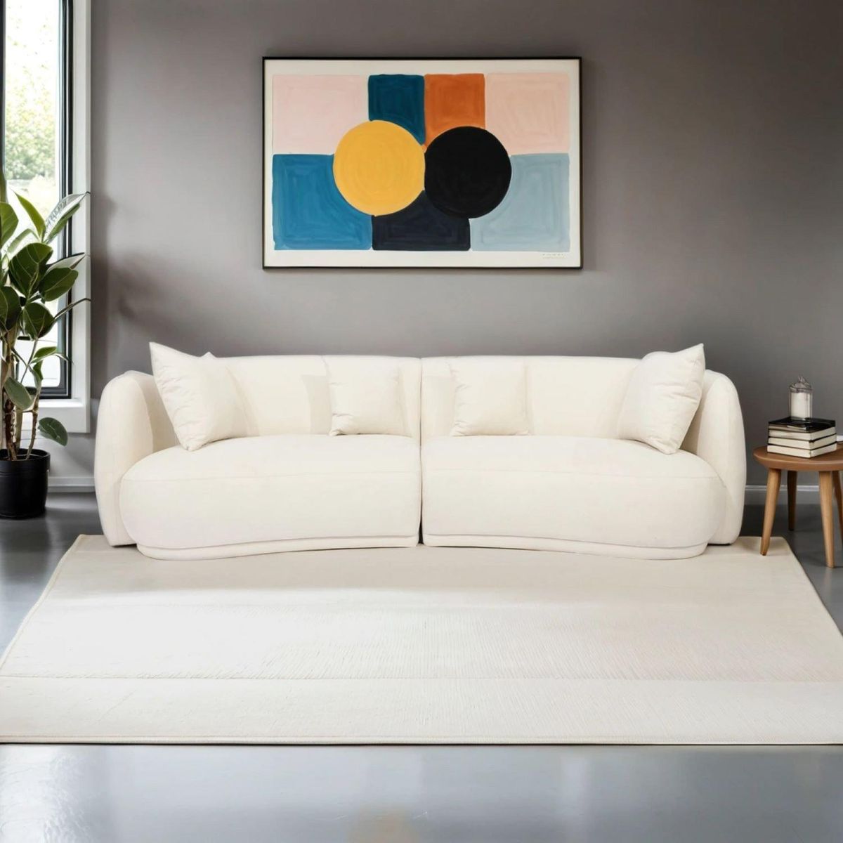 BASEMENT HOME - Sofá Ying 4 Cuerpos Curvo Crudo