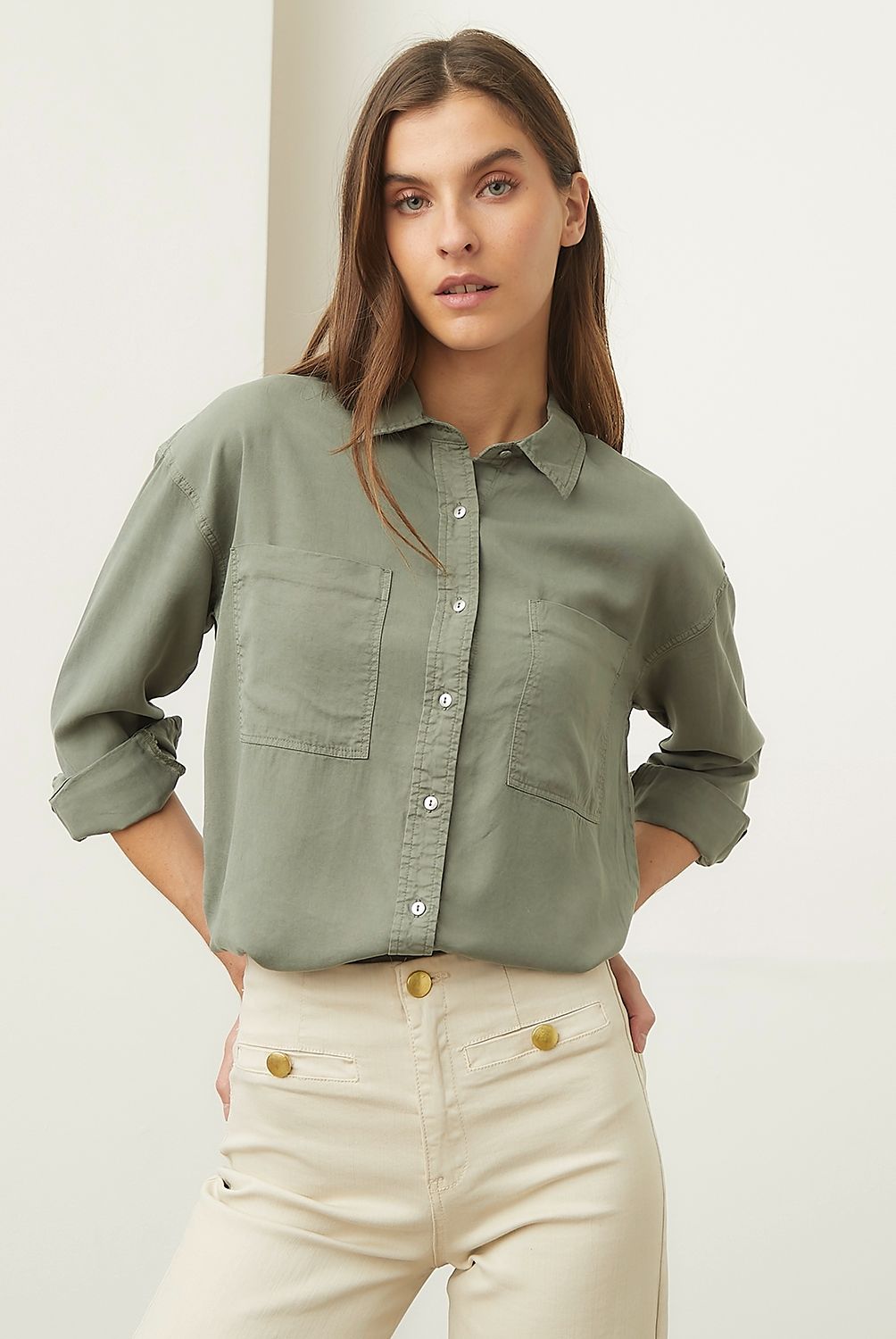 BASEMENT - Blusa Manga Larga Mujer Basement Lyocell Lisa