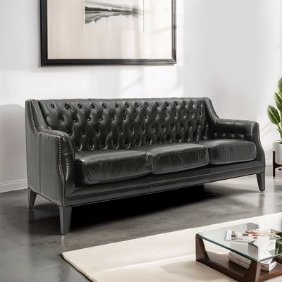 Imagen 2 del producto Sofá Scotland Cuero 3 Cuerpos Negro