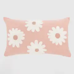 MICA KIDS - Cojín Rectangular Infantil Flores 30X50 Cm Rosado