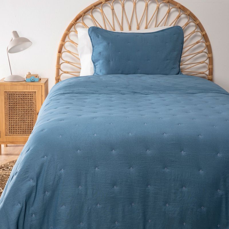 MICA KIDS - Cubrecama Infantil Estrellas Azul 1.5 Plazas Mica Kids