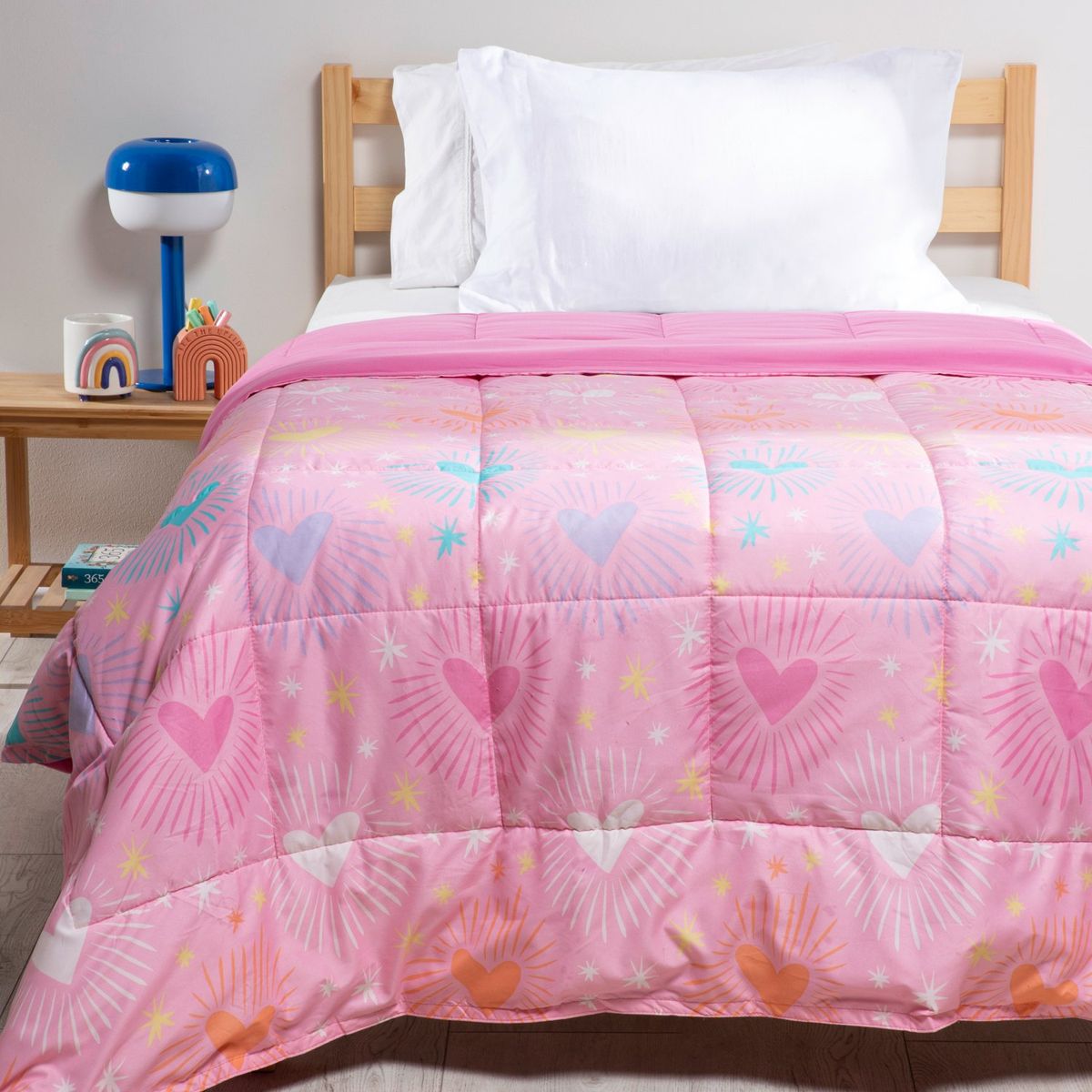 MICA KIDS - Plumón Estampado Corazones 1.5 Plazas Mica Kids