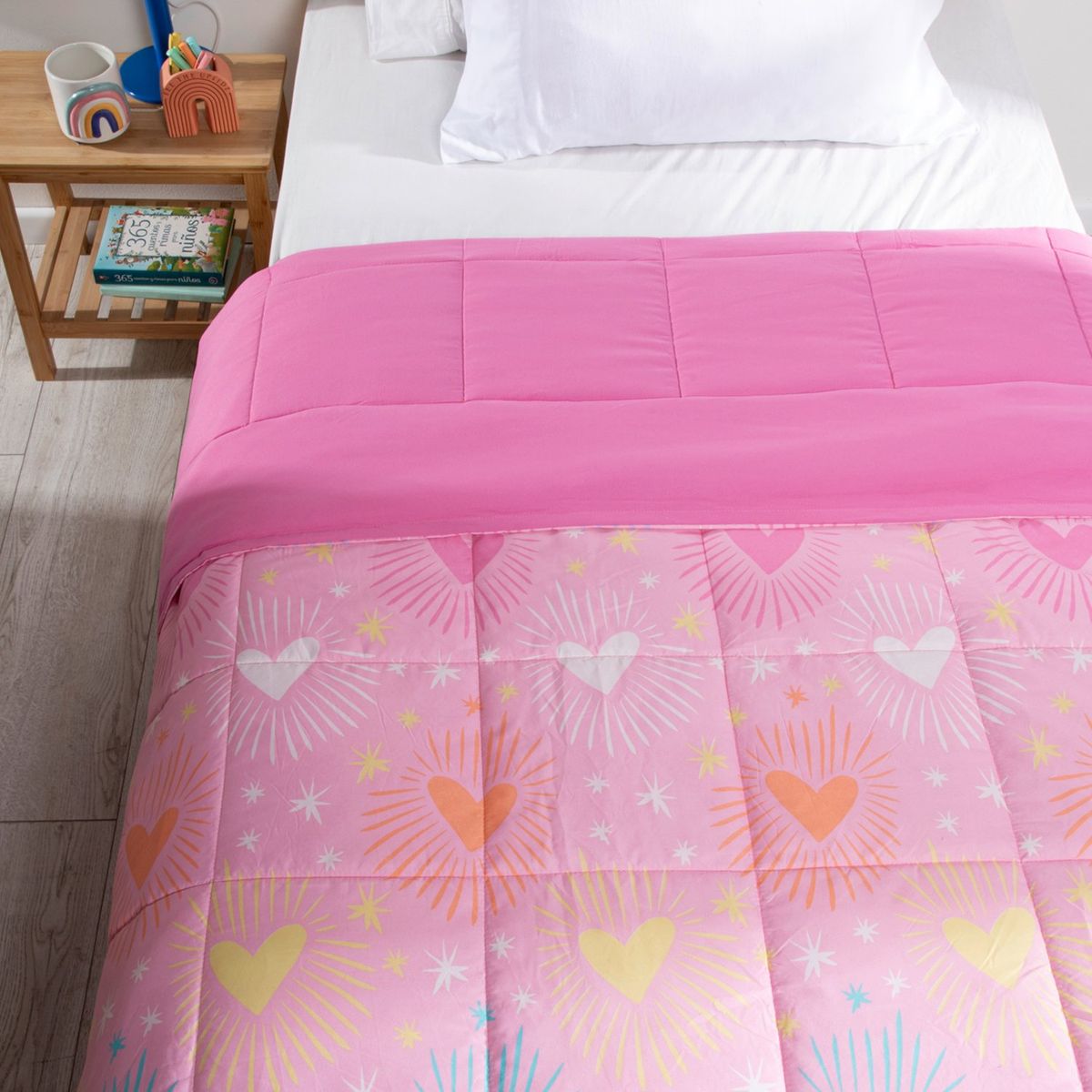 MICA KIDS - Plumón Estampado Corazones 1.5 Plazas Mica Kids