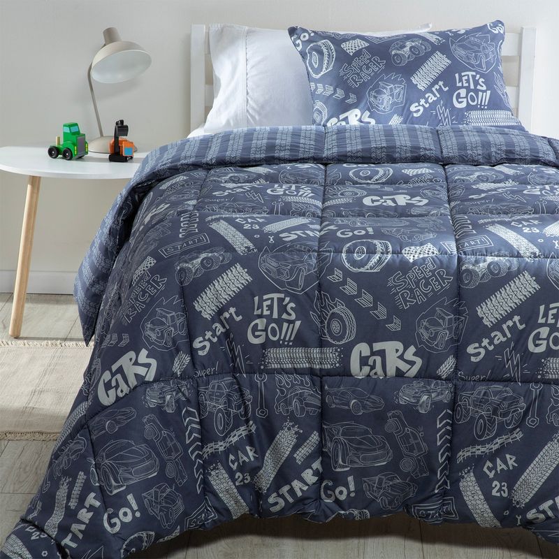 MICA KIDS - Plumón Microfibra Infantil Mica Kids Go 1.5 Plazas Azul
