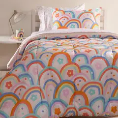 MICA KIDS - Juego de Cama 1,5 Plazas Infantil Plumón + Sábana Hippie