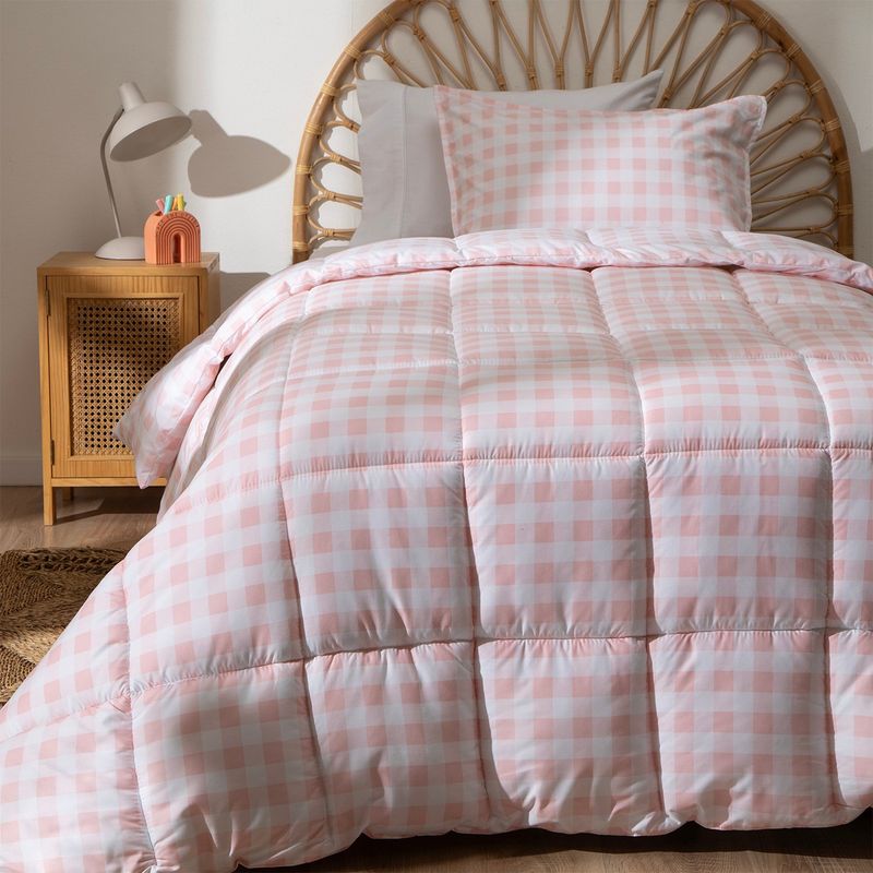MICA KIDS - Plumón Mica Kids Cuadros Rosado 1.5 Plazas