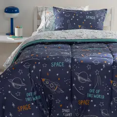 MICA KIDS - Juego de Cama 1,5 Plazas Infantil Plumón + Sábana Cohete