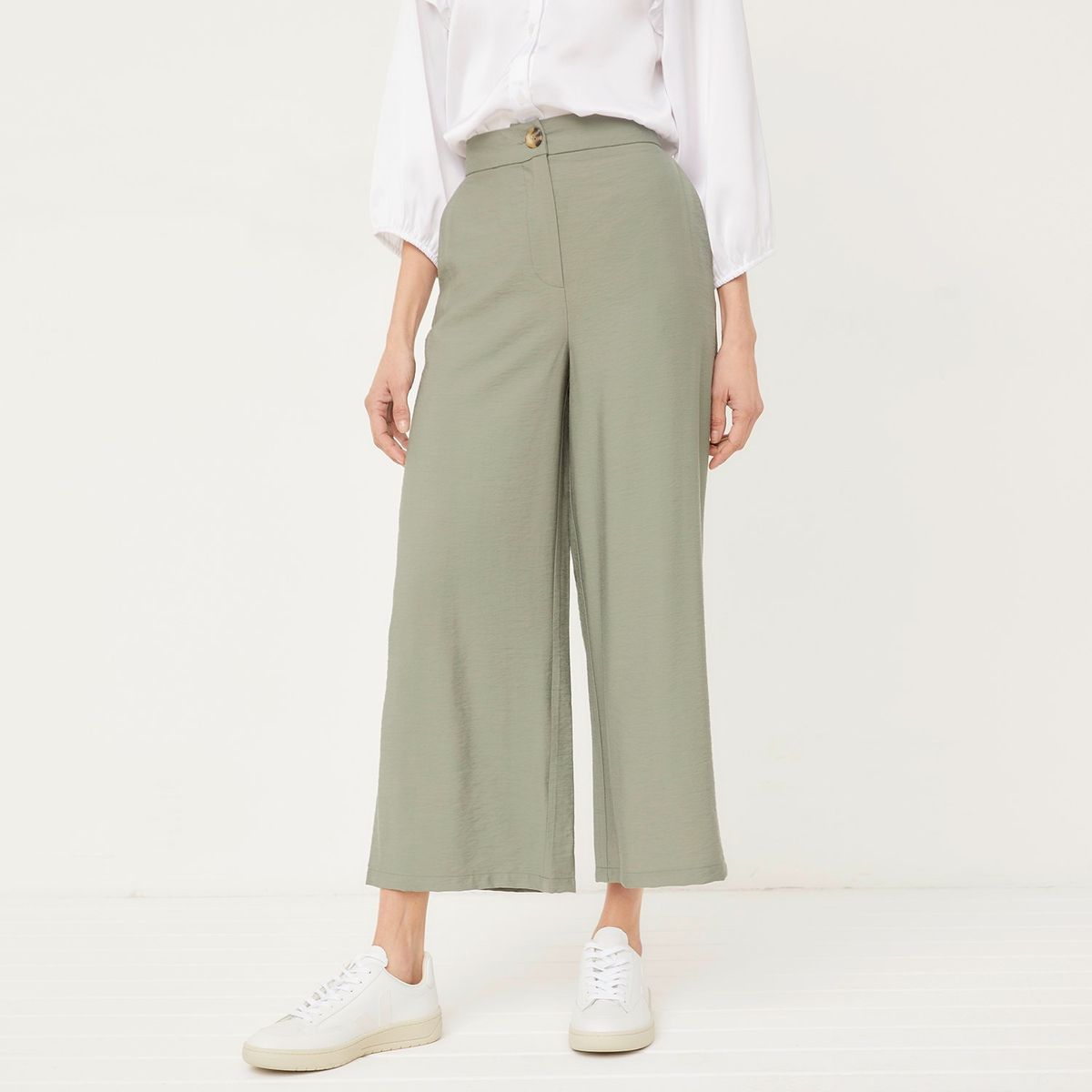 BASEMENT - Pantalón Culotte Alto Mujer Viscosa