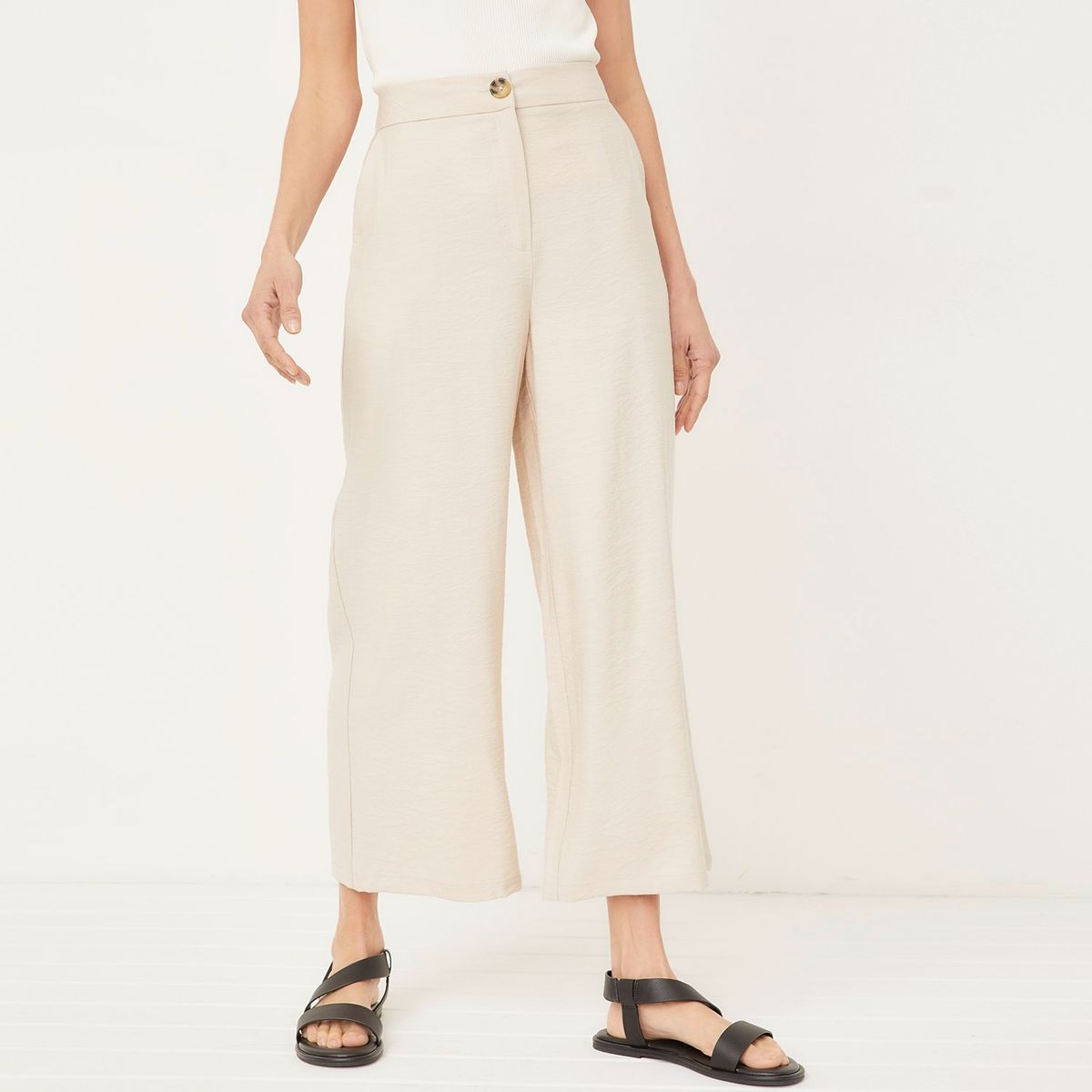 BASEMENT - Pantalón Culotte Alto Mujer Viscosa