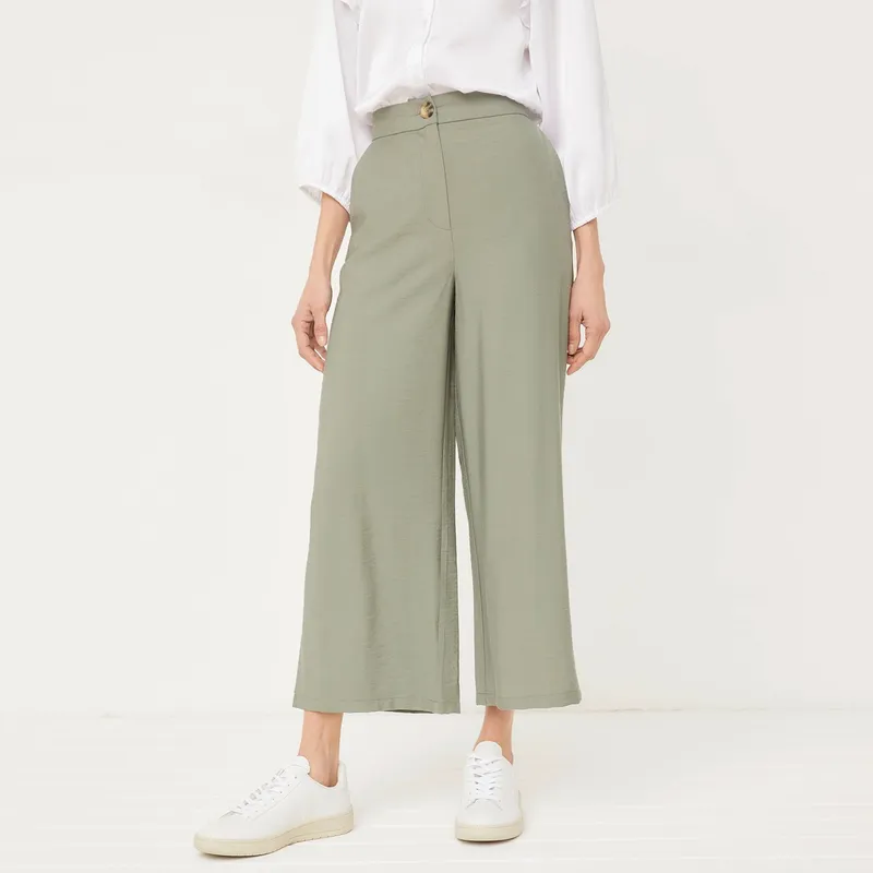 BASEMENT - Pantalón Culotte Alto Mujer Viscosa