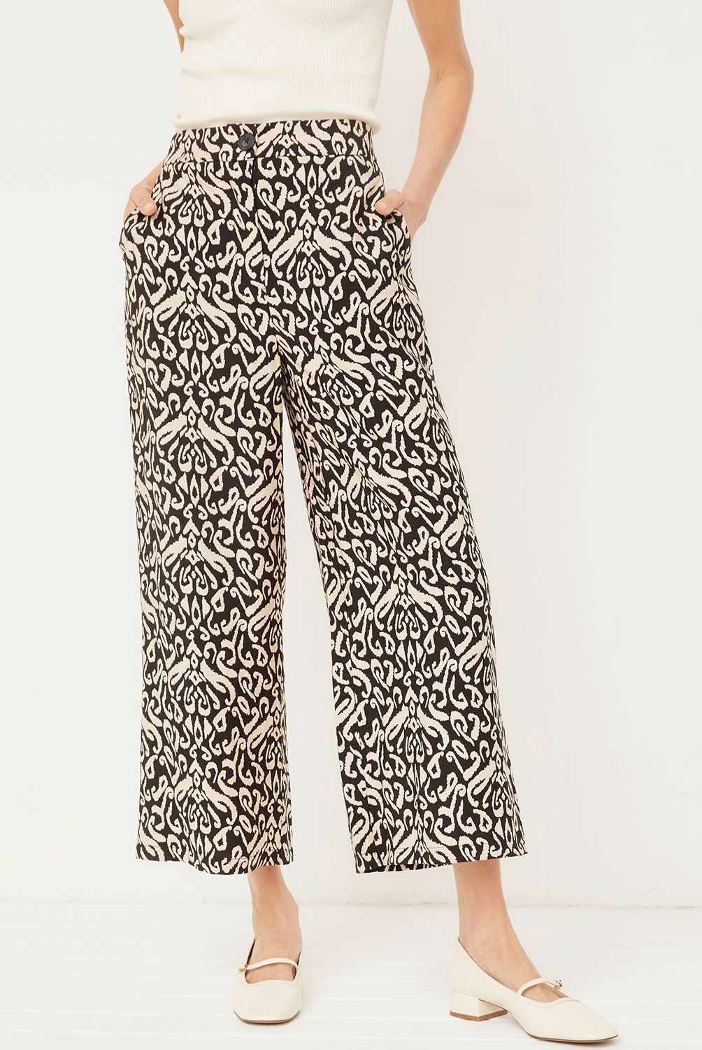 BASEMENT - Pantalón Culotte Alto Mujer Viscosa