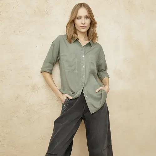 BASEMENT - Blusa Camisera Manga Larga Mujer
