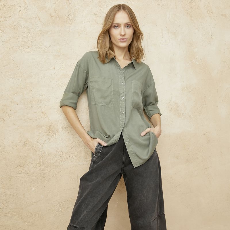 BASEMENT - Blusa Camisera Manga Larga Mujer Basement