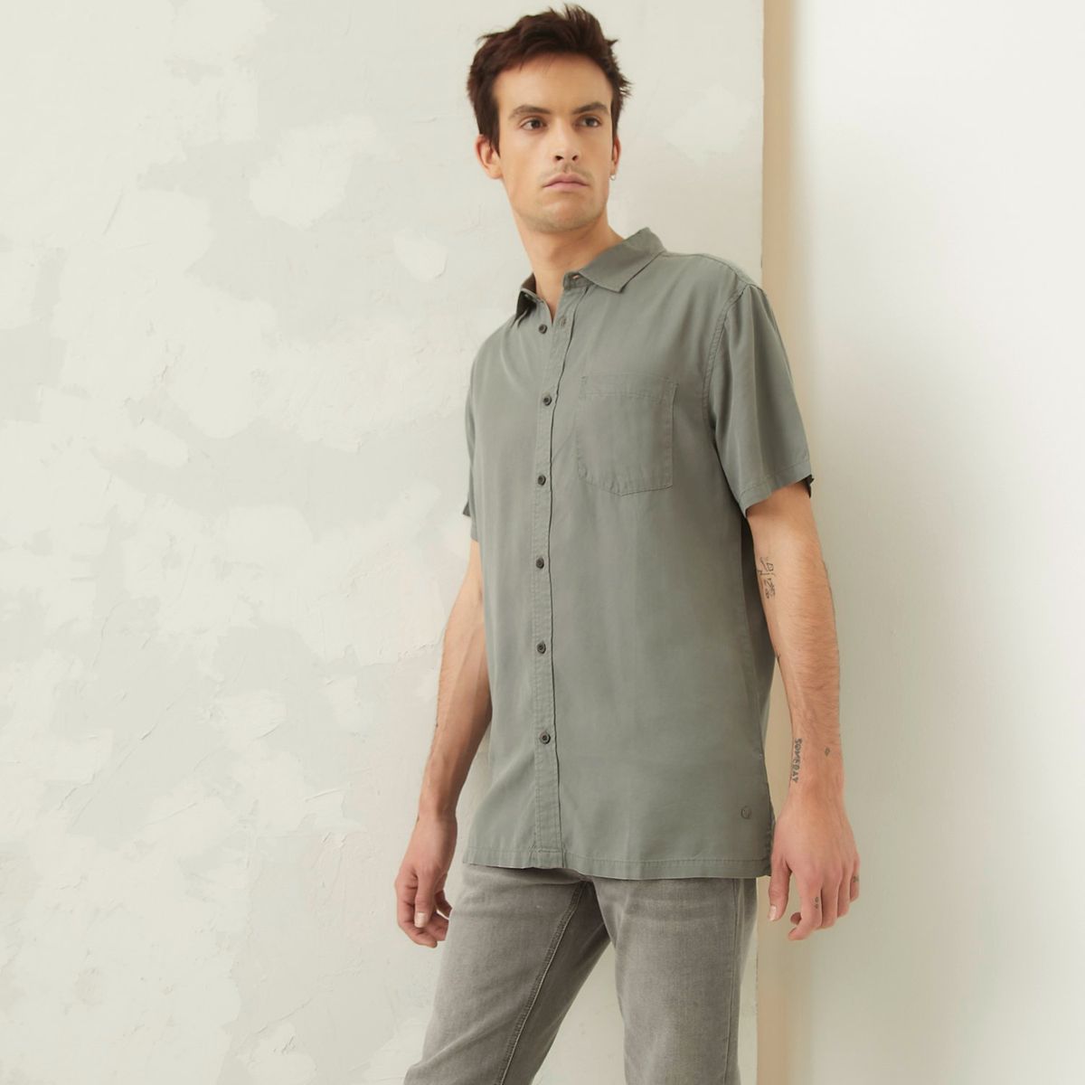 AMERICANINO - Camisa Manga Corta Slim Fit Hombre Americanino