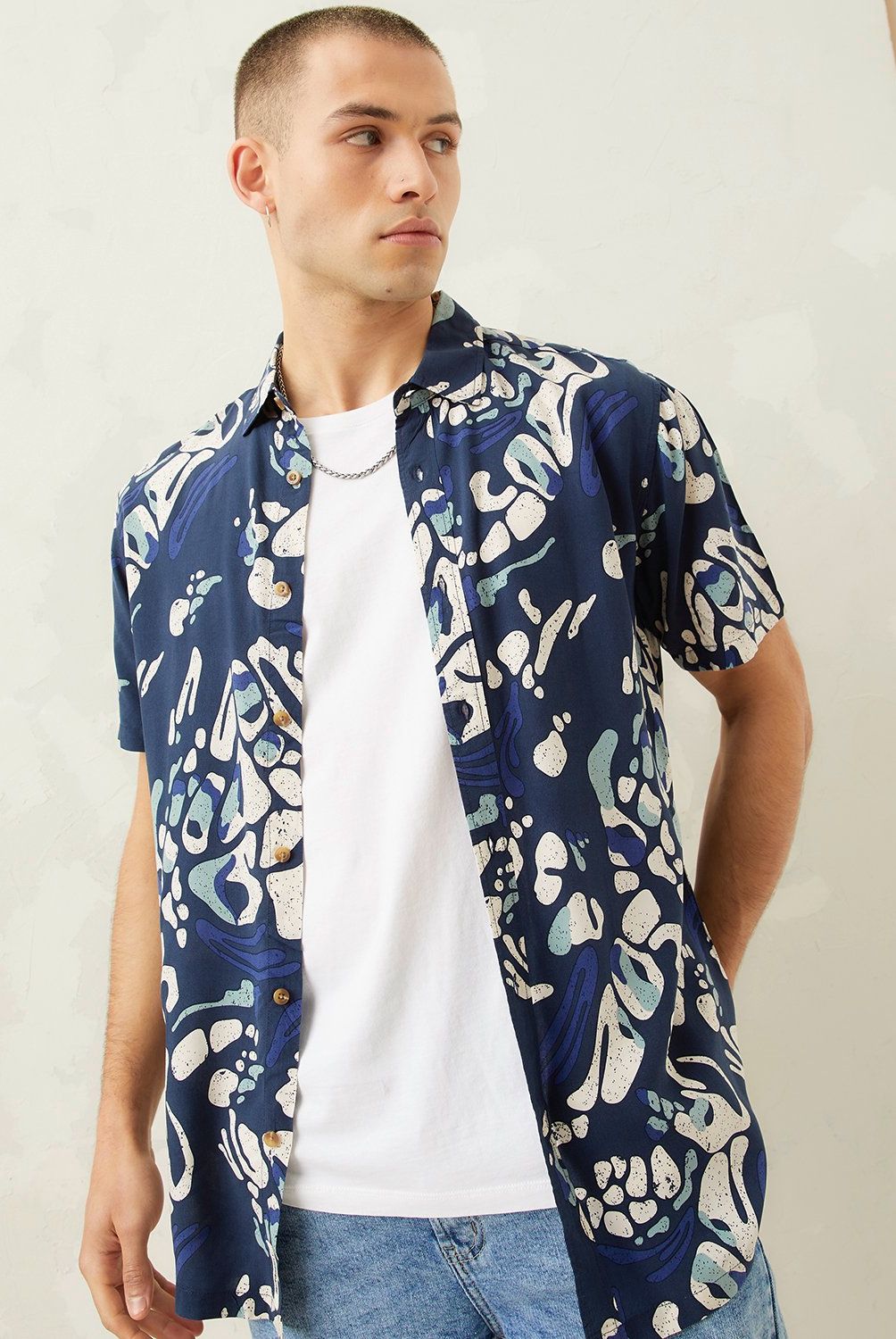 AMERICANINO - Camisa Manga Corta Viscosa Hombre Americanino