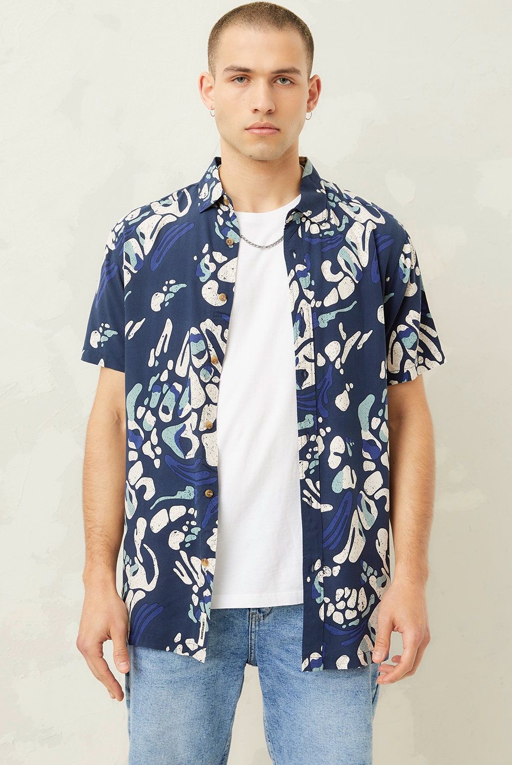 AMERICANINO - Camisa Manga Corta Viscosa Hombre Americanino