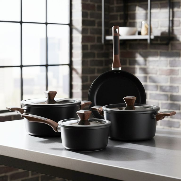 Batería de Cocina 7 Piezas Cerámica Black Wood a $89.990