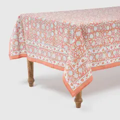 ROBERTA ALLEN - Mantel Algodón Estampado Coral Block Print