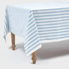 BASEMENT HOME - Mantel Rectangular Algodón Líneas Azules