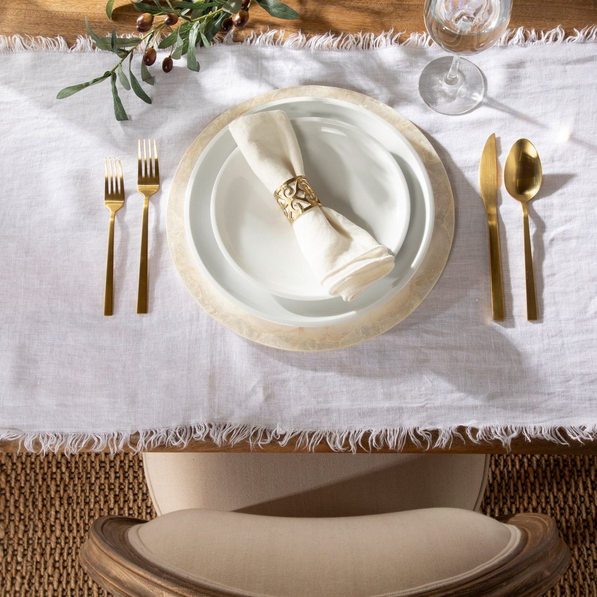 BASEMENT HOME - Set 4 Porta Servilleta Anillo Encaje Navidad Dorada Basement Home