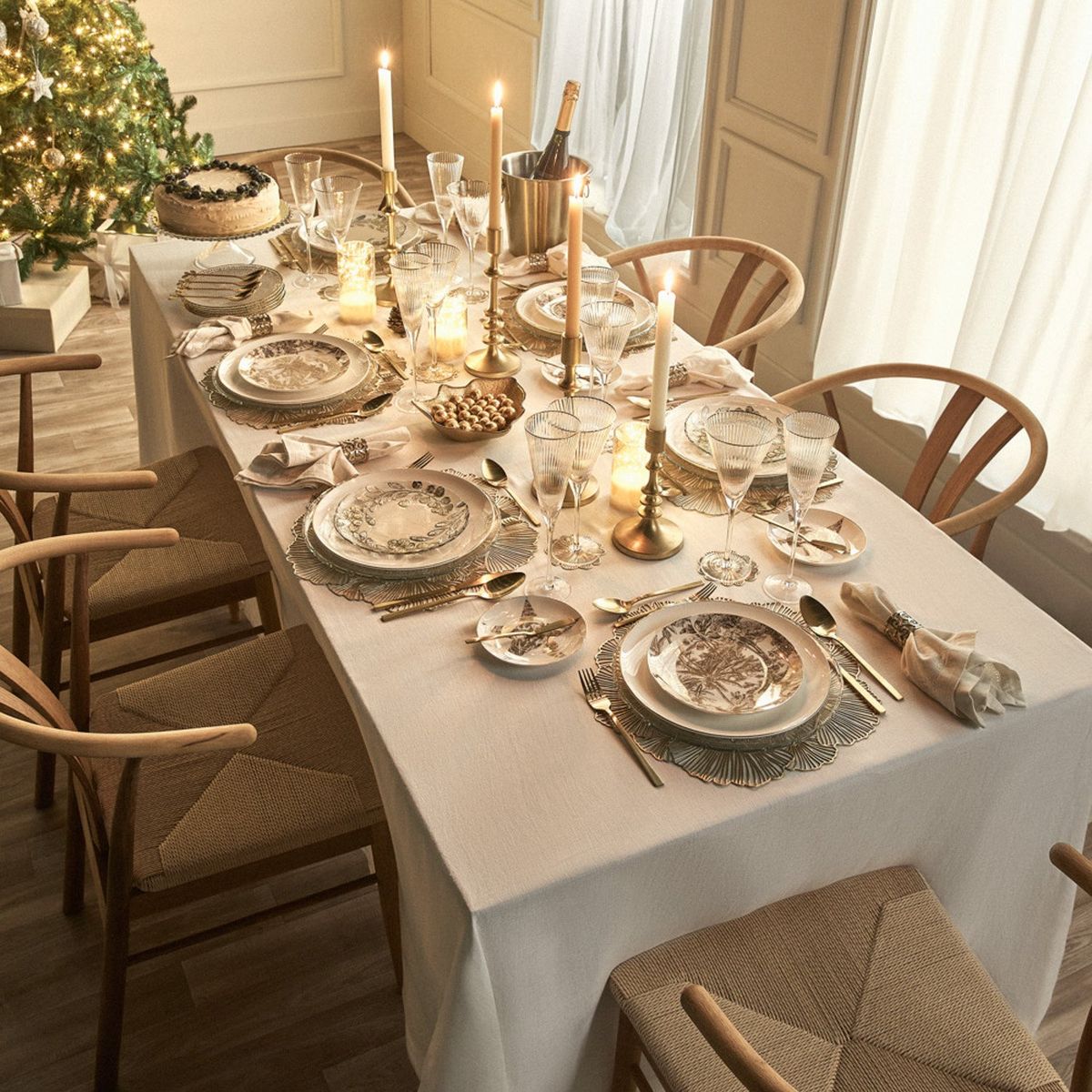 BASEMENT HOME - Set 4 Porta Servilleta Anillo Encaje Navidad Dorada Basement Home