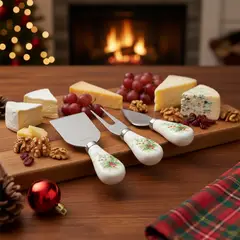 ROBERTA ALLEN - Set 3 Cuchillos Queso Aperitivo Navidad Muérdago