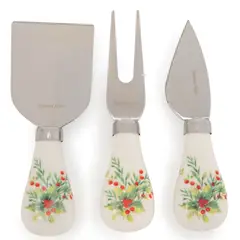 ROBERTA ALLEN - Set 3 Cuchillos Queso Aperitivo Navidad Muérdago