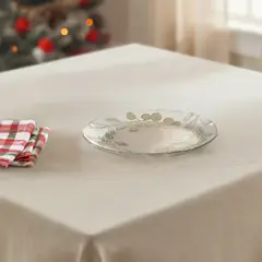 ROBERTA ALLEN - Plato Postre Vidrio 21 cm Eucalyptus Dorado Navidad