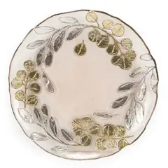 ROBERTA ALLEN - Plato Postre Vidrio 21 cm Eucalyptus Dorado Navidad