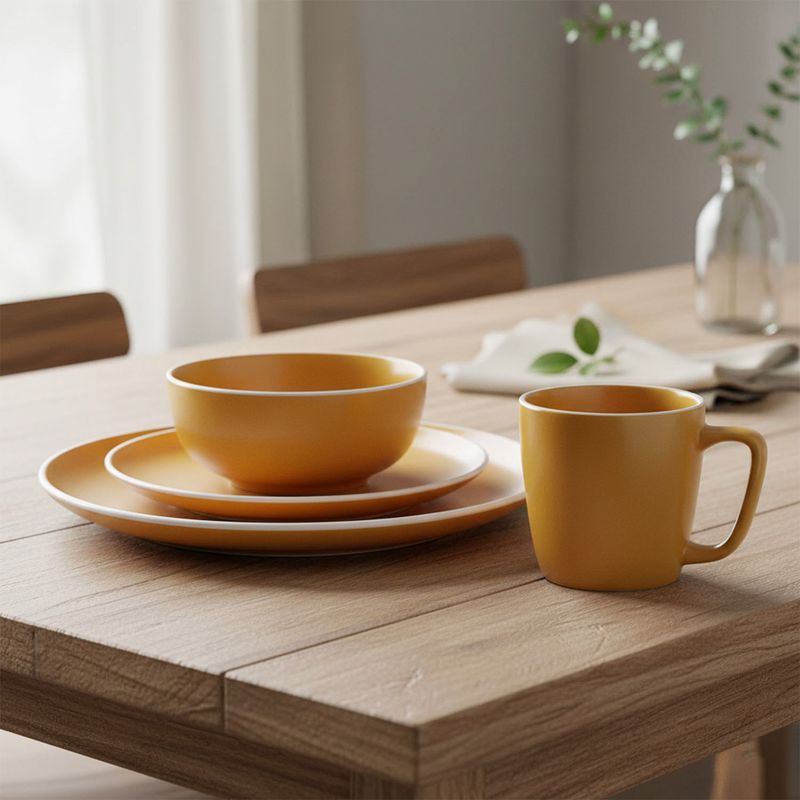 BASEMENT HOME Juego De Vajilla 24 Piezas Cerámica Arena Basement