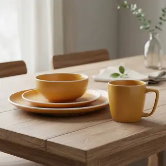 BASEMENT HOME - Juego De Vajilla 24 Piezas Cerámica Arena