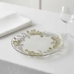 ROBERTA ALLEN - Plato Base Vidrio 33 cm Eucalyptus Dorado Navidad