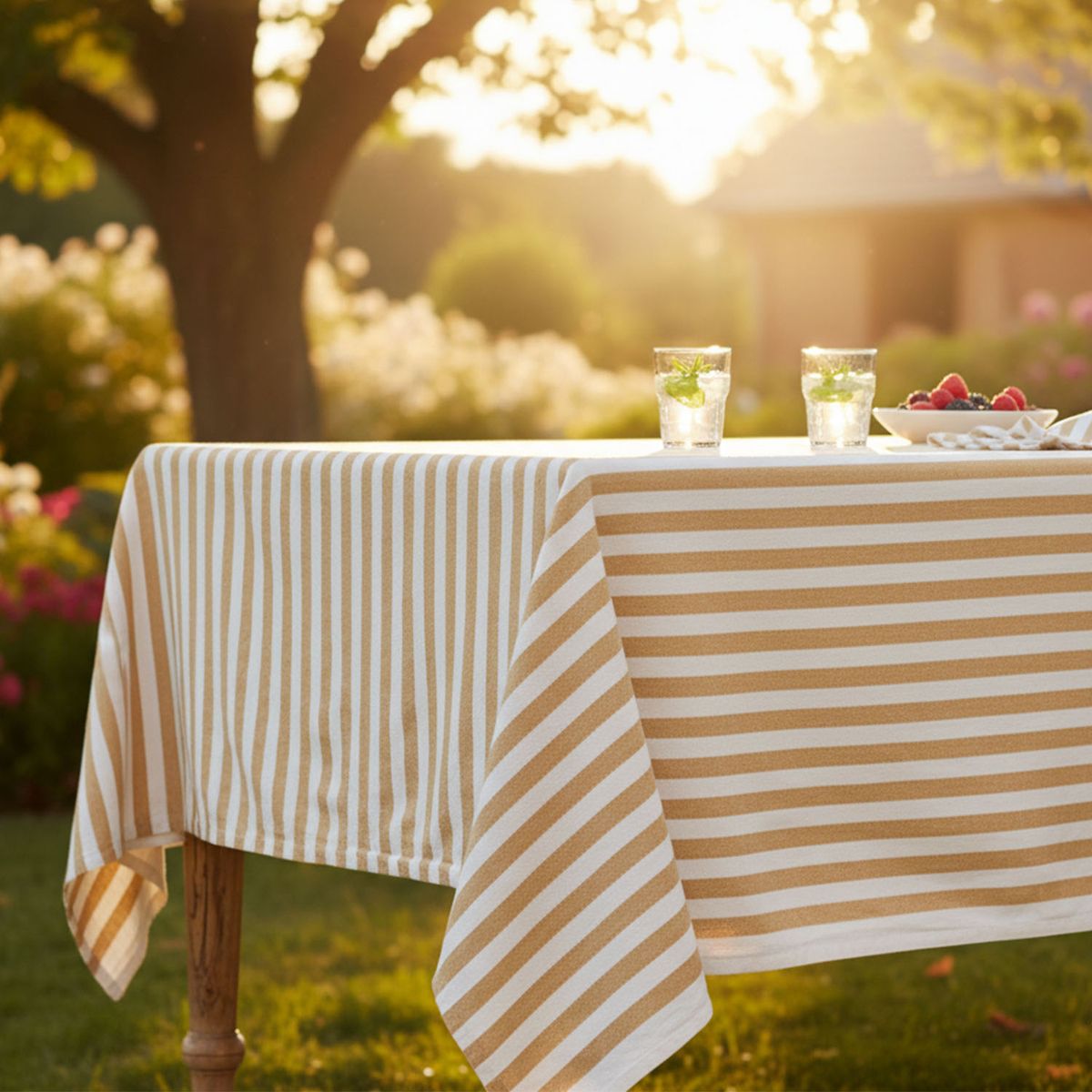 BASEMENT HOME - Mantel Rectangular De Algodón Con Líneas Basement Home