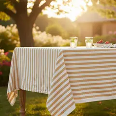 BASEMENT HOME - Mantel Rectangular De Algodón Con Líneas