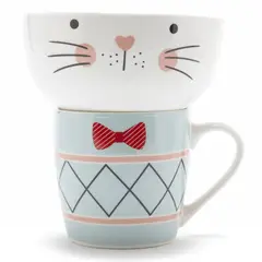 MICA - Set Desayuno Infantil Mug y Bowl Animales Cerámica