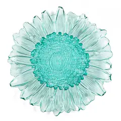 ROBERTA ALLEN - Plato Base Vidrio Azul Flori Naif 33 Cm
