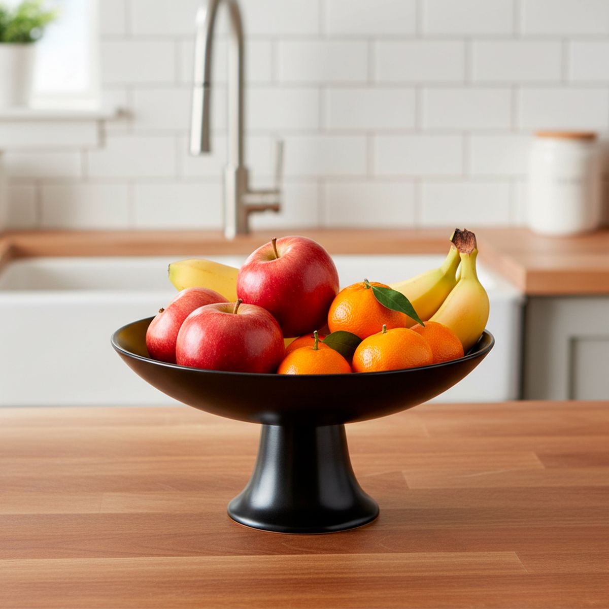 BASEMENT HOME - Frutero con Pie Basement Home Cerámica Gres Negro 22 cm