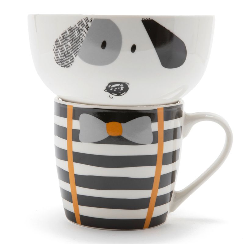 MICA - Set Desayuno Mug y Bowl Animales Mica Blanco