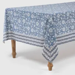 ROBERTA ALLEN - Mantel Algodón Block Print Azul Rectangular