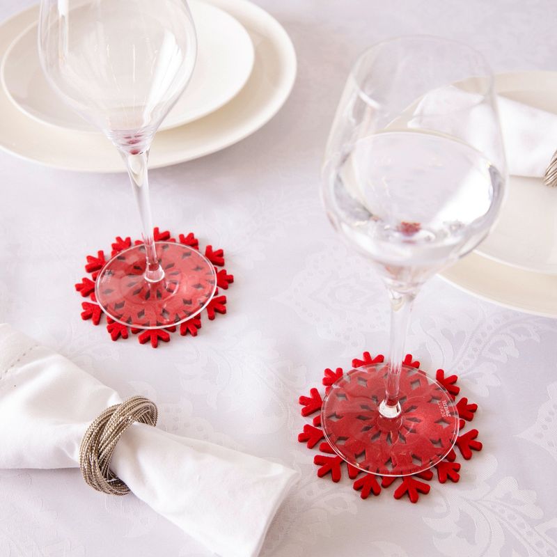 ROBERTA ALLEN - Set 4 Posavasos Copos Nieve Navidad Roja Roberta Allen