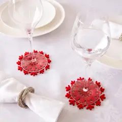 ROBERTA ALLEN - Set 4 Posavasos Copos Nieve Navidad Roja