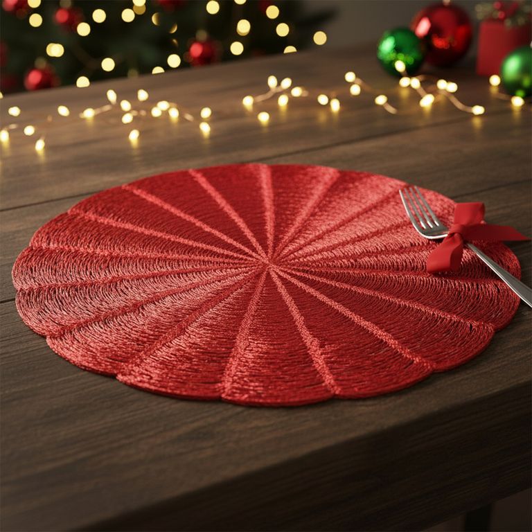 Set 4 Individuales Olas Rojas Navidad Roja