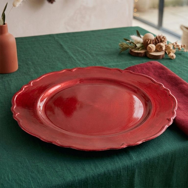 Plato Base Rojo 33 cm Roma Redondo