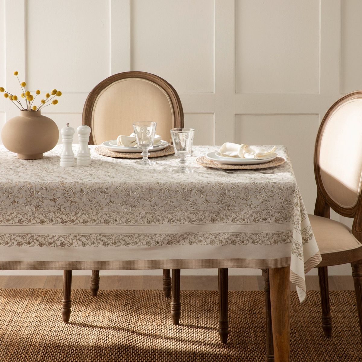 ROBERTA ALLEN - Mantel Algodón Flower Gold Navidad Dorada Roberta Allen