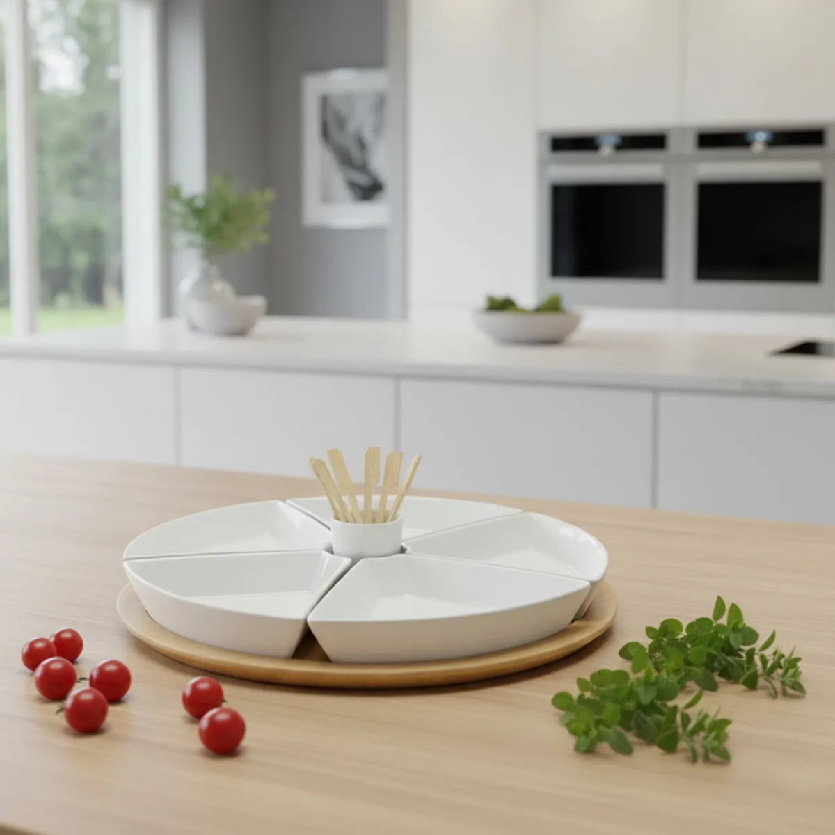 BASEMENT HOME - Set Aperitivo 13 Piezas - Chip And Dip + 6 Pinchos + Tabla Bambú Basement Home