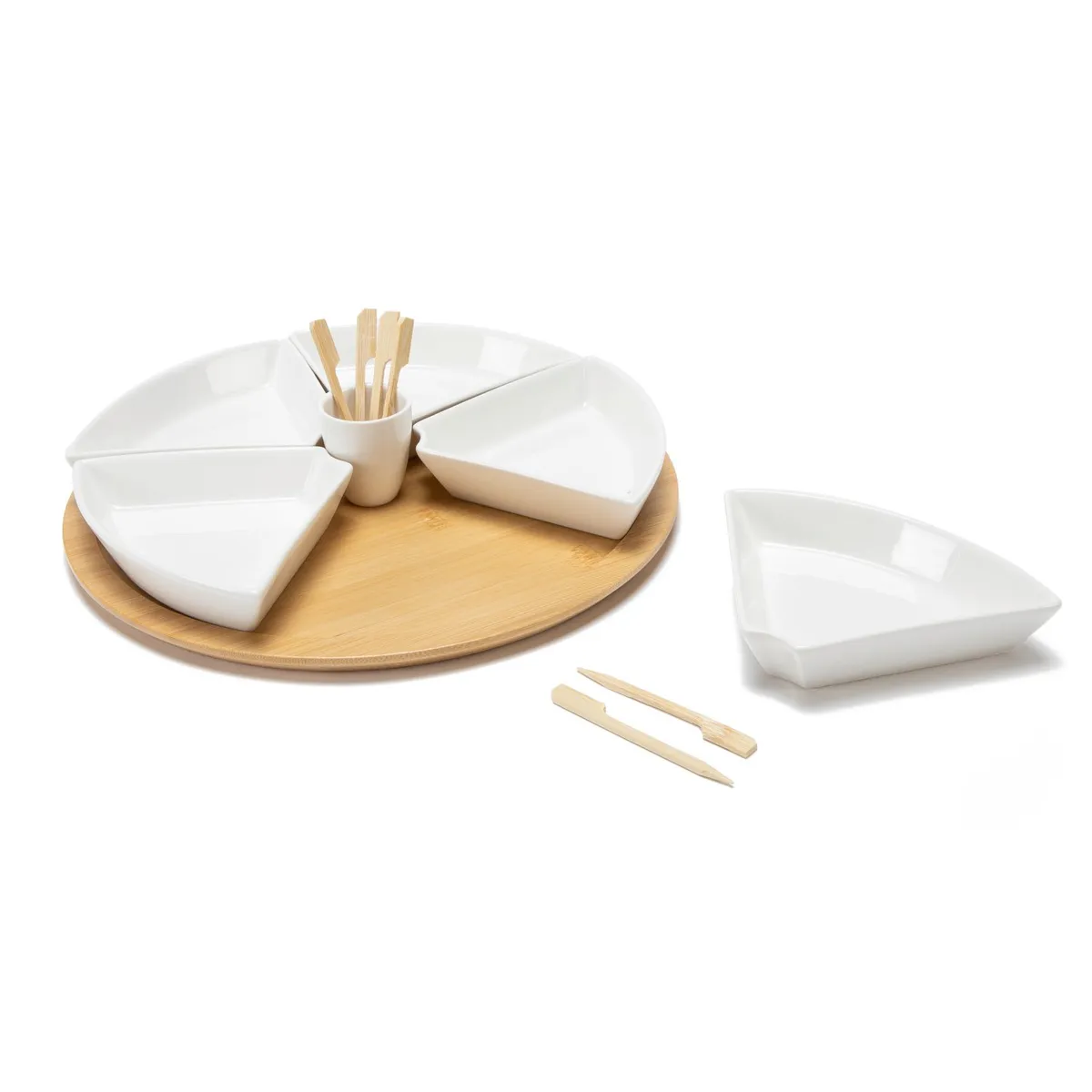BASEMENT HOME - Set Aperitivo 13 Piezas - Chip And Dip + 6 Pinchos + Tabla Bambú Basement Home